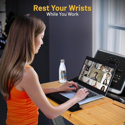 Treadmill Desk Attachment - Desk for Treadmill with Comfortable Wrist Rest Stable Straps Cup Holder Anti-Slip Pads Walking Desk Treadmill and Phone Slot