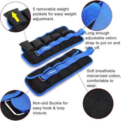 Adjustable Ankle Weights 1-5/10/12 Lbs Leg Weights for Men Women,Wrist Ankle Weights for Physical Therapy,Yoga Pilates,Workout,Walking,Jogging