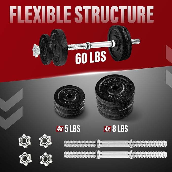 Yes4All Adjustable Dumbbell Set with Weight Plates, Star Lock Collars/Connector, 40lbs to 200lbs Adjustable Weight Plates Set