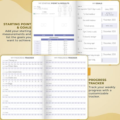 Clever Fox Fitness & Food Journal – Nutrition & Workout Planner for Women & Men – Diet & Gym Exercise Log Book with Calendars, Diet & Training Trackers - Undated, A5 Size, Hardcover (Amber Yellow)