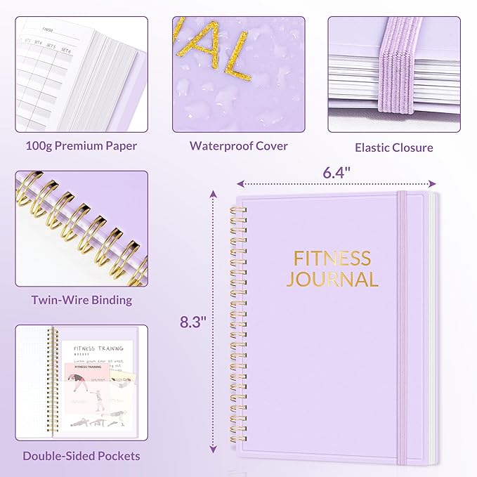 Fitness Journal Workout Planner for Men & Women, A5(6.4" x 8.3") Workout Journal Log Book Planner for Track Gym Essentials, Home Workouts, Track Progress, Achieve Goals, Pink