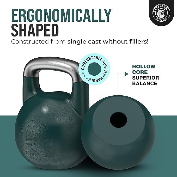 Kettlebell Kings Competition Kettlebells Weight (35mm handle) 8-48 KG | Hand weights Workout Gym Equipment & Strength training sets for Women & Men for Home Gym | Suitable for High Repetition Workouts