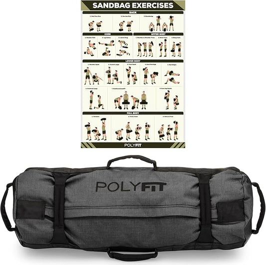 Polyfit Classic Sandbag - Heavy Duty Workout Sandbag for Fitness with 8 Gripping Handles for Sand Bag Weight Training - Multiple Colors & Sizes