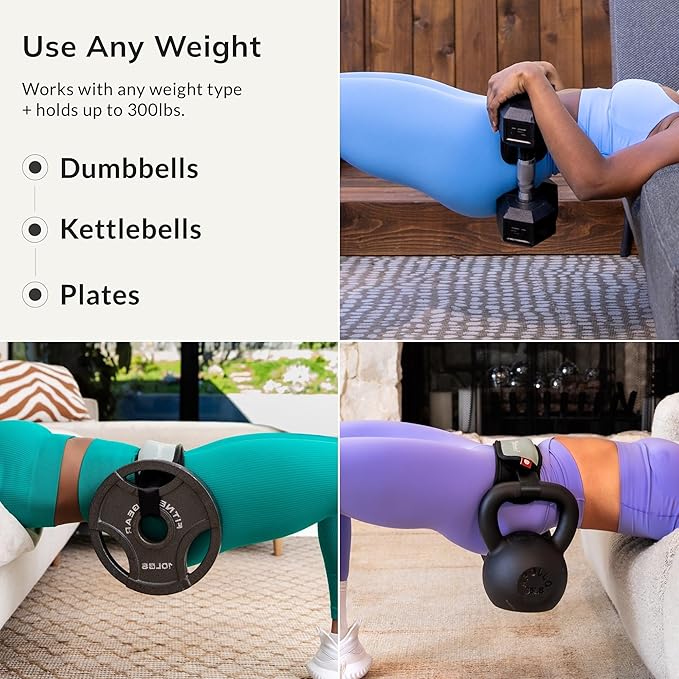 Mini Hip Thrust Belt for Gym or Home Workouts, Slip-Resistant Padding that Protects your Hips - Use with Dumbbells, Kettlebells, or Plates