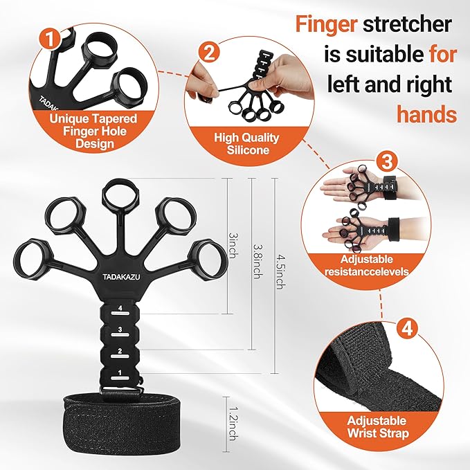 Grip Strength Trainer Kit (5 Pack) Adjustable Resistance Hand Gripper,Finger Exerciser,Hand Extension Exerciser,Stress Relief Ball and Forearm Workout Ring for Muscle Building Injury Recover