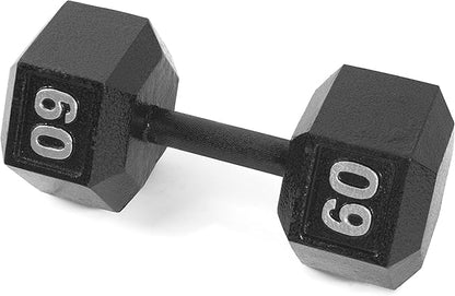 CAP Barbell Black Cast Iron Hex Dumbbell | 5-120 LBs | Single or Pair