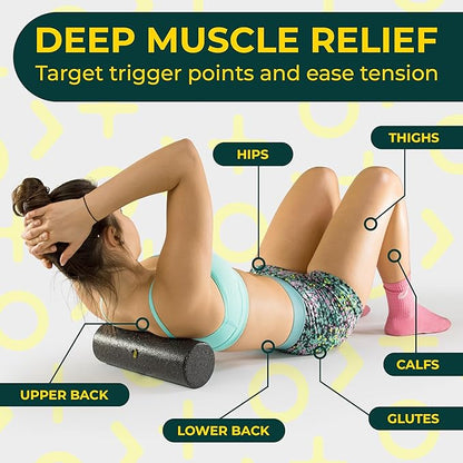 Travel Size Foam Roller - Back Roller Foam for Back Pain, Legs, Shoulders - Exercise Deep Tissue Massage Roller - Yoga Roller for Myofascial Release