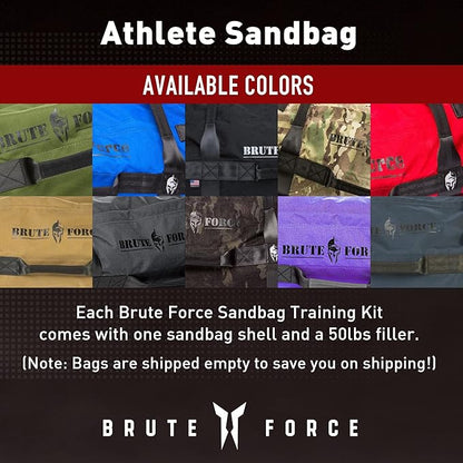 Brute Force Athlete Sandbag Training Kit - Green - Adjustable Workout Equipment for Home Gym and Cross Training - 25-75 pounds - Made in The USA