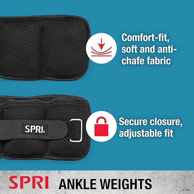 SPRI Adjustable Ankle Weights - Walking Weights for Strength Training Exercises, Resistance Endurance Workouts, General Fitness - For Strengthening & Toning Lower Body