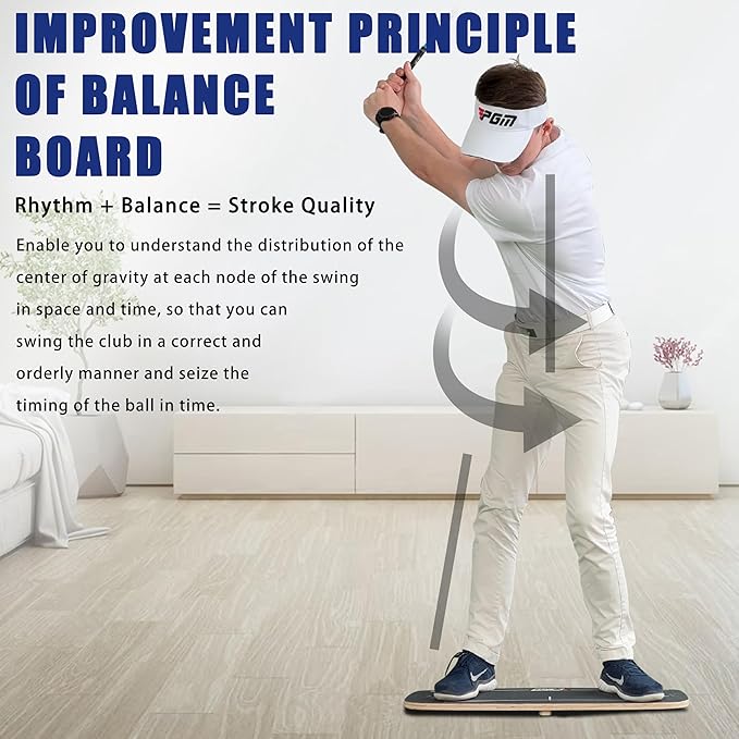 PGM Golf Pressure Plate Golf Balance Board - Gravity Transfer Board Training Aid to Shift Weight - Increase Swing Speed Training Aid Accessory Golf Balance Board for Beginners Training