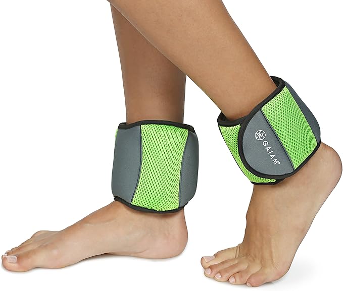 Gaiam Ankle Weights Strength Training Weight Sets For Women & Men With Adjustable Straps - Walking, Running, Pilates, Yoga, Dance, Aerobics, Cardio Exercises (5lb & 10 Pound Sets)