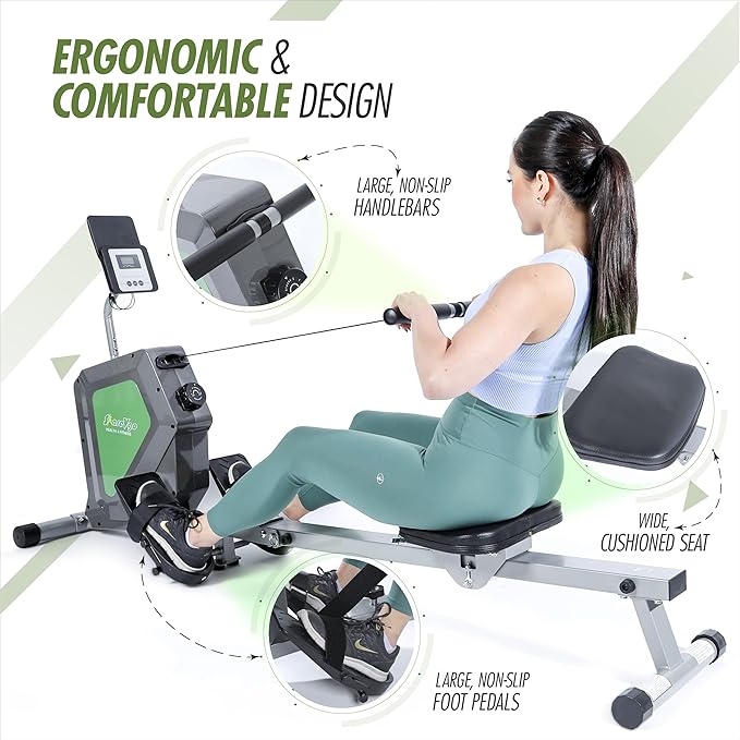 Smart Home Rowing Machine Bluetooth Compact Foldable Magnetic 285lbs Ergometer SRM2000