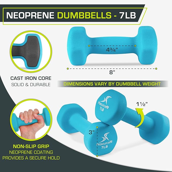 ProsourceFit Neoprene Dumbbell Coated for Non-Slip Grip, 4 lb