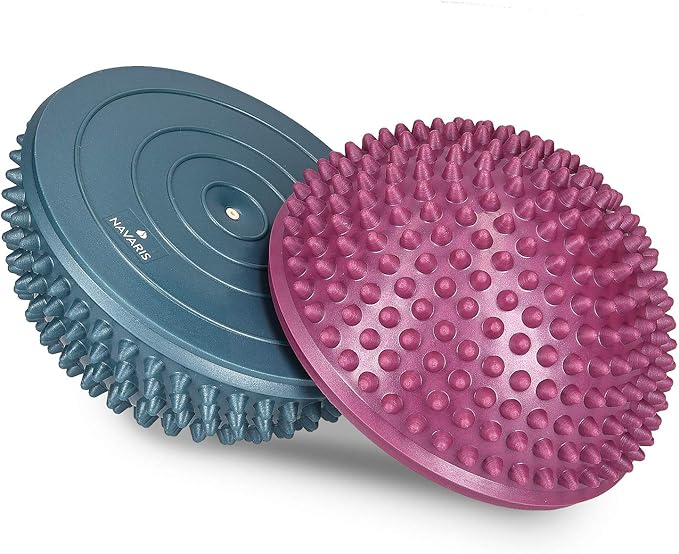 Navaris 2X Hedgehog Balance Pods - Set of 2 Spiky Fitness Domes for Sports, Foot Massage, Stability Training, Balancing in Multiple Colors