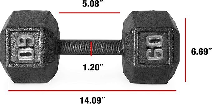 CAP Barbell Black Cast Iron Hex Dumbbell | 5-120 LBs | Single or Pair