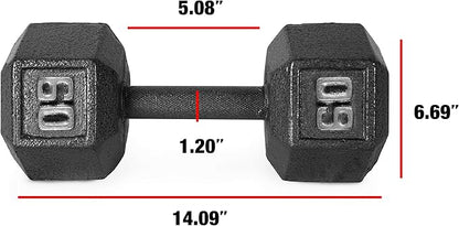 CAP Barbell Black Cast Iron Hex Dumbbell | 5-120 LBs | Single or Pair