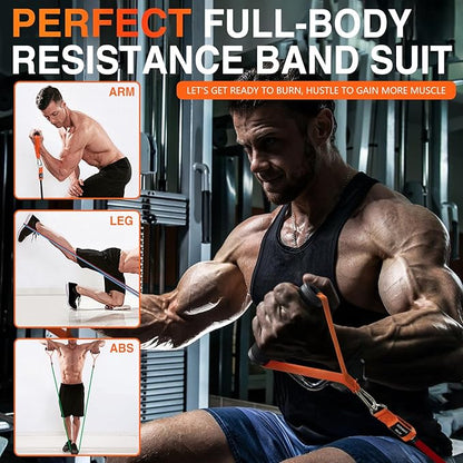 Resistance Bands, Exercise Bands with Handles, Door Anchor and Ankle Straps, 150/240/300/360LBS Workout Bands for Working Out Strength Training, Physical Therapy, Shape Body, Yoga, Home Gym