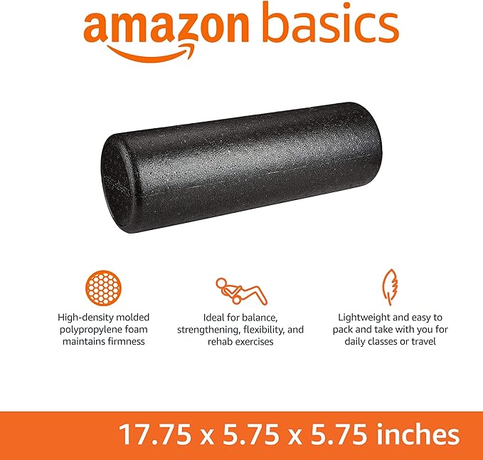 Amazon Basics High-Density Round Foam Roller for Exercise, Massage, Muscle Recovery