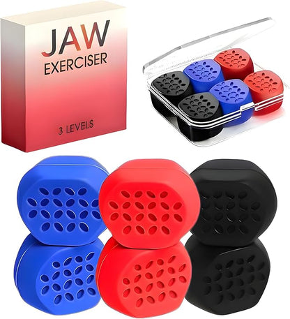 Jaw Exerciser for Men & Women, 3 Levels Silicone Jawline Exerciser, Jaw Trainer & Jaw Strengthener for All Level Users, 6 Pcs Powerful Jawline Trainer & Jawline Shaper