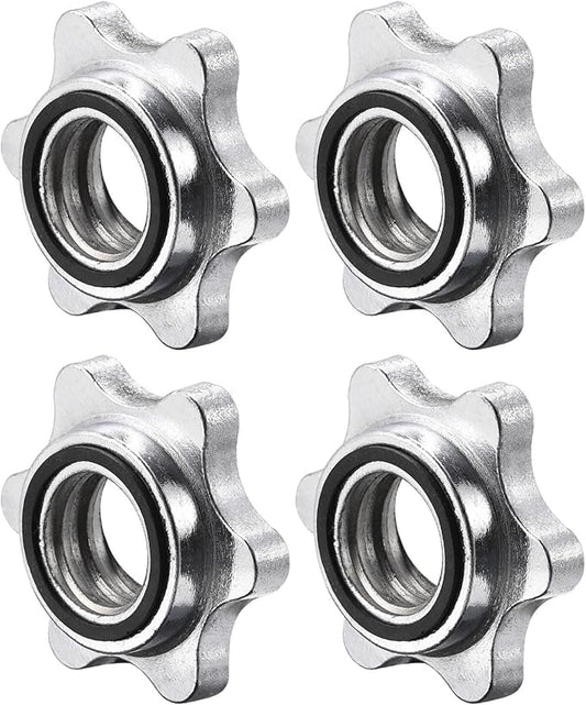 uxcell Dumbbell Hex Nut, 4Pcs M28 Anti-Slip Lock Collar Screw for Barbell Dumbbell Weight Lifting Silver