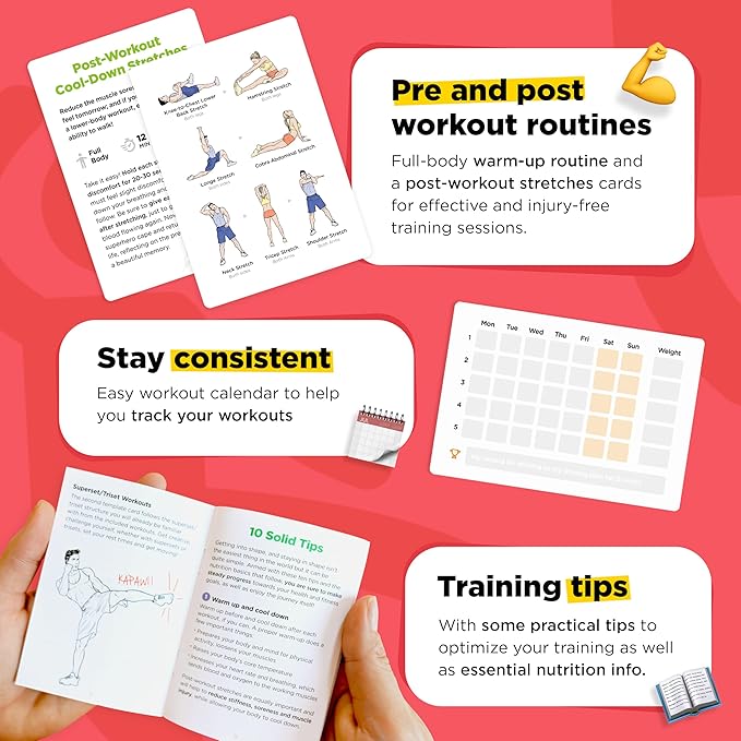 Exercise Cards: Bodyweight – Premium Home & Gym Workout Flash Cards Deck for Women and Men with 60 Exercises and 12 No Equipment Routines · Waterproof Plastic Fitness Flashcards