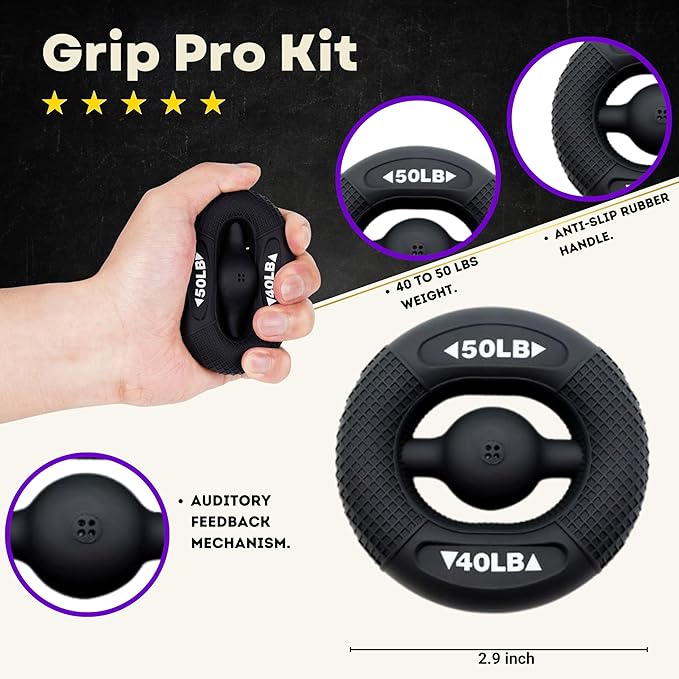 Grip Pro Kit - HAND STRENGTHENING DEVICES (6-Piece) & Wrist Strengthening Devices - Versatile Grip Strength Trainer Kit, Adjustable Hand Workout Grip, Hand Exercisers for Therapy, Antegrip, Hand Workout Grip And Carry Bag.