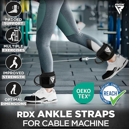 RDX Ankle Straps for Cable Machines Resistance Bands Attachment 7mm Neoprene 10”x4”, Gym