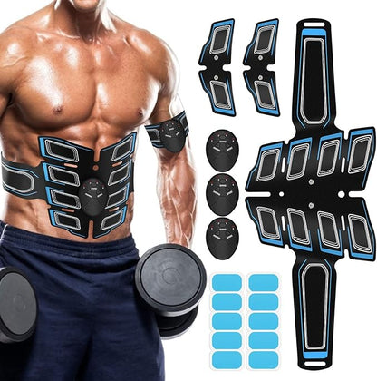 Muscle Toner ABS Stimulator Training Workout Belt Body Abdominal Toning Gear Waist Trimmer Ab Workouts Intelligent Fitness Apparatus for Men Women Abdomen/Arm/Leg Home Office Exercise Blue