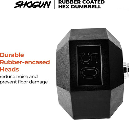 Shogun Hex Dumbbells. Available Hex Dumbbells from 5-55 LBS For Home Workouts, Weight & Strength Training. 5 to 20 LB Hex Dumbbells Sold in Pairs. 25 to 55 LB Hex Dumbbells Sold as Single.