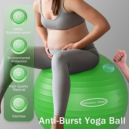 Anti-Burst and Slip Resistant Exercise Ball Yoga Ball Fitness Ball Birthing Ball with Quick Pump, 2,000-Pound Capacity, Multiple Colors and Sizes