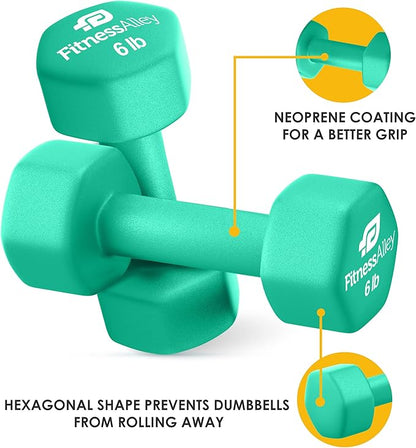 Neoprene Coated Workout Dumbbells set of 2 – Anti Roll, Non Slip with Smooth Grip Fitness & Exercise Dumbbells – Hexagon Shaped Hand Weights for Women & Men – Best Choice for Gyms & home use