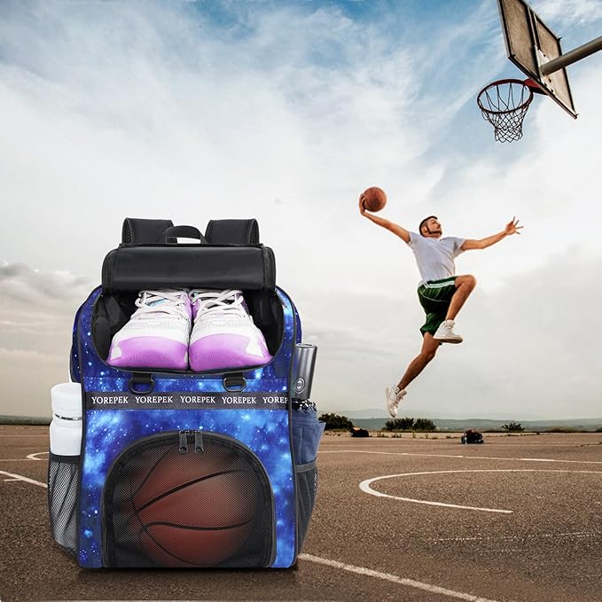 YOREPEK Basketball Bag, Large Basketball Backpack with Shoe Compartment and Ball Holder for daughter son, Water Resistant Soccer Bag for Sport Training Equipment Fits Volleyball Football Gym