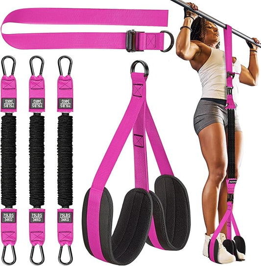 Pull Up Assistance Bands, Heavy Duty Resistance Band for Pull Up Bar, Adjustable Weight/Size with Fabric Feet/Knee Rest, Bands for Pull Up Assist for Strength Training, Patented Pull Up Assist Band