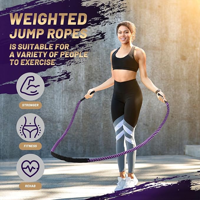 Weighted Jump Rope Workout Equipment for Women Adult Jumprope for Strength Training Weight Loss Shape Body Total Body Workout Skipping Rope Home Gym Jumping Rope