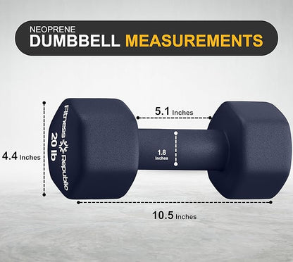 Neoprene Dumbbell Set of 2, Non-Slip, Hex Shape, Free Weights Set for Muscle Toning, Strength Building, Weight Loss - Portable Weights for Home Gym Hand Weight