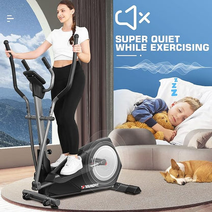 Elliptical Machine, Foldable Elliptical Machine for Home, 22 Resistance Levels with Large LCD Monitor Eliptical Exercise Machine