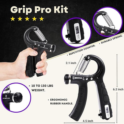 Grip Pro Kit - HAND STRENGTHENING DEVICES (6-Piece) & Wrist Strengthening Devices - Versatile Grip Strength Trainer Kit, Adjustable Hand Workout Grip, Hand Exercisers for Therapy, Antegrip, Hand Workout Grip And Carry Bag.