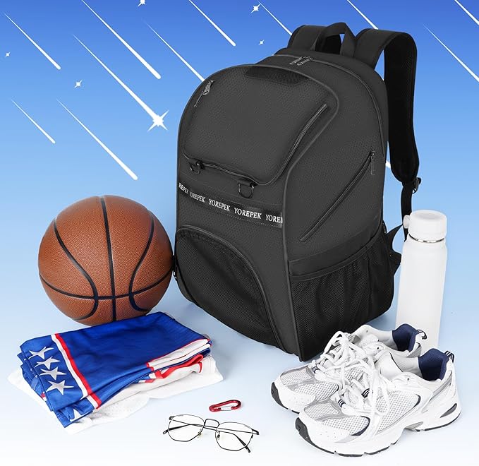 YOREPEK Basketball Bag, Large Basketball Backpack with Shoe Compartment and Ball Holder for daughter son, Water Resistant Soccer Bag for Sport Training Equipment Fits Volleyball Football Gym