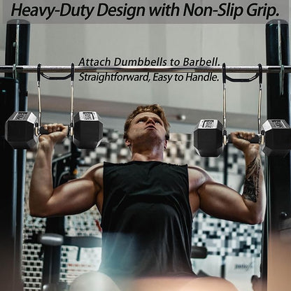 Dumbbell Spotter Hooks Barbell Attachment: for Shoulder and Chest Bench Press Hanging Dumbbells to Barbells Safety Hanger Attachment Improve Strength Performance