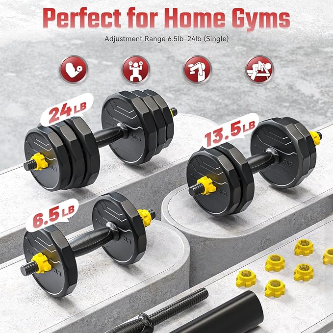 FEIERDUN Adjustable Dumbbells, 40/48/68/88lbs Free Weight Set with 4 Modes, Used as Barbell, Kettlebells, Push up Stand, Fitness Exercises for Home Gym Suitable Men/Women