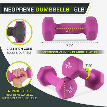 ProsourceFit Neoprene Dumbbell Coated for Non-Slip Grip, 4 lb