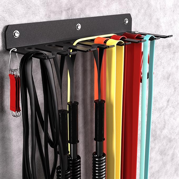 Multi-Purpose Gym Equipment Storage Rack-Heavy-duty, Home Gym Accessories Storage Rack, Barbell Holder Strength Training Weight Racks for Resistance Bands Jump Ropes Carabiners Included