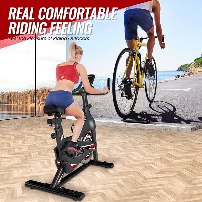 Exercise Bike-Indoor Stationary Bike for Home Gym,Workout Bike With Belt Drive,Cycling Bike With Digital Display & Comfortable Seat Cushion