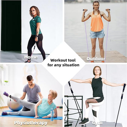 Resistance Band Set. Exercise Bands with Handles, Door Anchor and Ankle Strap. Home Gym, Supports Full-Body Workouts - with Fitness Poster and Video