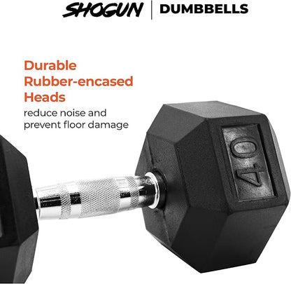 Shogun Hex Dumbbells. Available Hex Dumbbells from 5-55 LBS For Home Workouts, Weight & Strength Training. 5 to 20 LB Hex Dumbbells Sold in Pairs. 25 to 55 LB Hex Dumbbells Sold as Single.