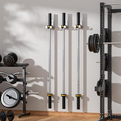 Olympic Barbell Hanger,Garage Gym Bar Wall Rack,Vertical Barbell Mount Rack,Black Powder Coated,Space Saving Commercial or Home Gym Accessory,Holds Under 33mm Bar Size