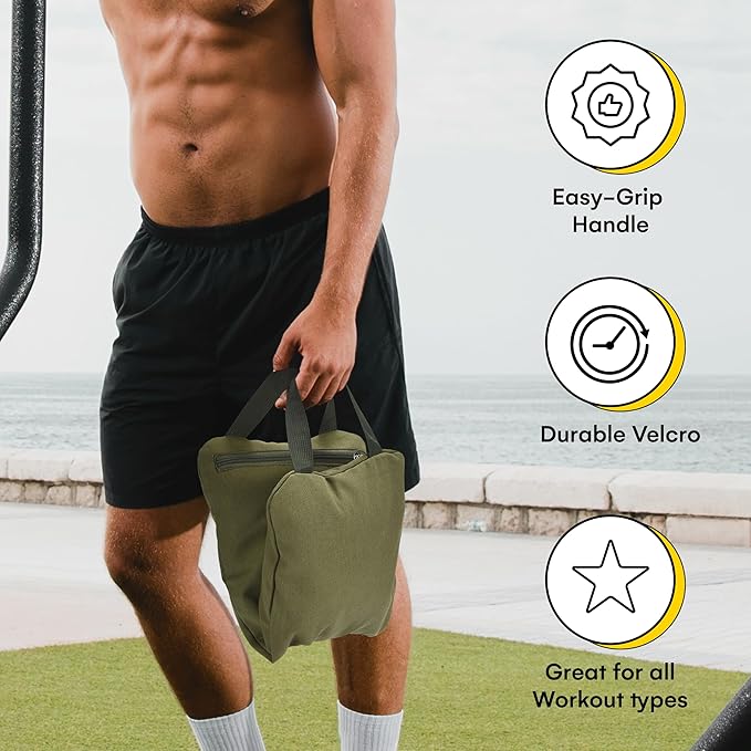 Kettlebell Kings Yoga Sandbags with Handle - Weightlifting Training Sandbags - Dust-Proof Inner Bag for Home Training, Yoga, and Fitness - Durable and Versatile Workout Tool