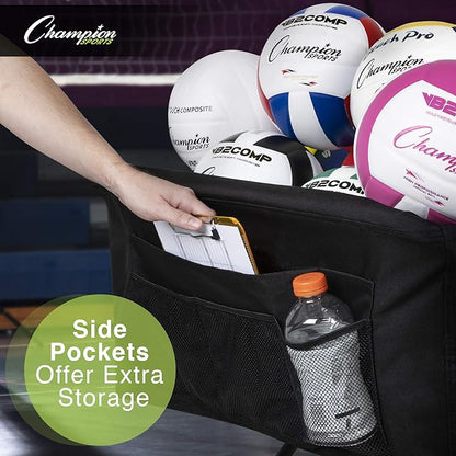 Champion Sports Volleyball Cart with Wheels, Premium Volleyball Equipment and Accessories