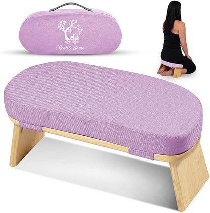 Monk & Llama Meditation Bench - Foldable, Ergonomic, Bamboo Kneeling Stool— Perfect Seiza Bench Meditation Stool Chair for Prayer & Travel - Deeper & Enjoyable Sessions