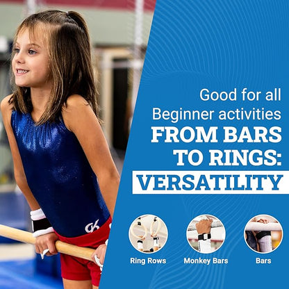 Gibson Rainbow Gymnastics Grips for Beginner, Unisex Durable Leather Grip with Hook & Loop Closure for Secure Grip & Wrist Support, Athletic Grips & Hand Protection for Young Gymnasts Made in USA